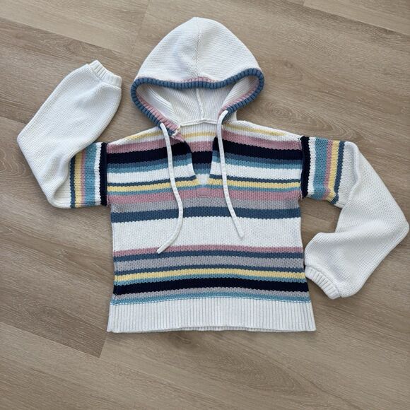 FRAME Striped Drop Shoulder Hooded Sweater MSRP $325 Sz XS—As Seen On TV - Picture 3 of 16